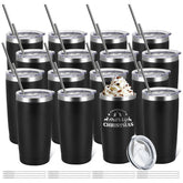 YOUKE OLA 16-pack black stainless steel tumblers with lids for daily use