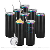 YOUKE OLA Rainbow Plated Tumbler close-up showing iridescent finish for stylish on-the-go use.