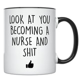 YouNique Designs nursing mug with front and back print for ambidextrous use.
