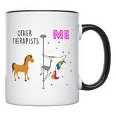 YouNique Designs therapist mug with dual unicorn prints for left and right hands