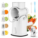 YSEPOZ 7-in-1 rotary cheese grater with handle for safer shredding.