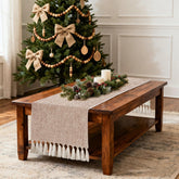 yuboo Boho table runner close-up weave showing textured burlap for rustic dining ambiance