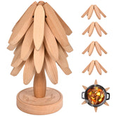 Yuejihuisimple tree trivet set on table protects surfaces with stylish natural wood