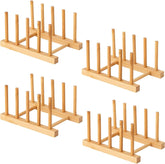 Yuixoseu bamboo dish rack front view, four-slot design for compact kitchens.