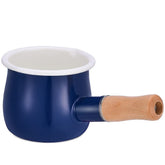 YumCute Home enamel milk pot in blue, perfect for warming sauces quickly without altering taste.
