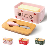 YumiPLUS pink hearts butter dish adds cheerful charm and easy serving.