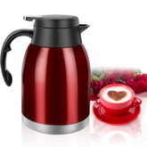 Yummy Sam 54oz thermal carafe top view in bright red, ideal for serving hot beverages