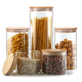 YUNCANG glass storage jars with bamboo lids showcase clear contents and airtight freshness.