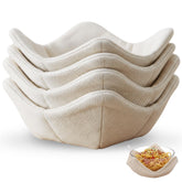 Yungyan burlap cotton microwave bowl cozy set shielding heat from bowls.