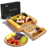 YZS Housm bamboo charcuterie board top view shows warm grain and display space
