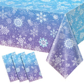 Zachely 3-pack winter snowflake tablecloth in blue gradient, ideal for brightening festive tabletops
