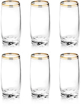 Zanzer gold glass cup with rim detail for elegant table setting