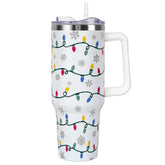 Zbnisiw Christmas tumbler with handle and straw lid, 40 oz, ideal for on-the-go use.
