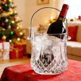 ZEERSHEE glass ice bucket with handle shows elegant 37oz capacity for entertaining