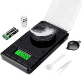 ZENCRO milligram scale display shows precise 0.001 g readings for tiny samples.