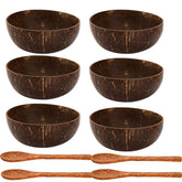 ZENFUN six-pack coconut bowls with wooden spoons set for versatile meals.