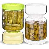 ZENS glass pickle jar with strainer flip for fresh pickles and mess-free storage