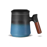 ZENS gradient blue tea cup with infuser and lid for a stylish tea ritual.