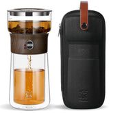 ZENS modern glass infuser teapot front view—sleek design for easy loose-leaf brewing.
