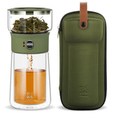 ZENS modern glass infuser teapot with one-touch brew for effortless loose-leaf tea.