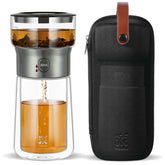 ZENS Modern Glass Tea Infuser Teapot front view for quick, mess-free brewing.