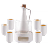 ZENS embossed ceramic sake bottle for elegant hot or cold service
