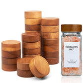 Zepkouel acacia wood spice lid closeup showing natural grain and seal