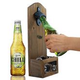 ZGZD wooden bottle opener wall mounted for easy one-handed bottle opening.