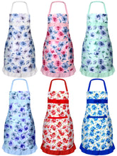 Zhanmai 6-pack floral apron front view with pockets for easy tool access.