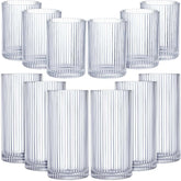 Zhehao ribbed glasses set with 9oz and 12oz capacities for versatile serving