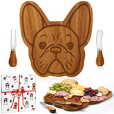 Ziliny French Bulldog charcuterie board made of durable acacia wood for stylish entertaining.
