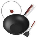 Ziluetar carbon steel wok with glass lid shows clear view for stir-fry.
