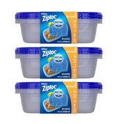 Ziploc Smart Snap rectangle containers with secure lids for fresh meals.