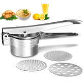 ZKKEIIE potato ricer stainless steel body for smooth, lump-free mashed potatoes.
