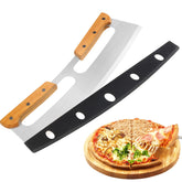 ZOCY pizza rocker with double wooden handles for smooth, even slices.