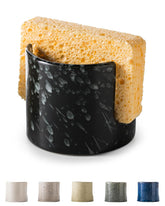 Zoeeker sponge holder in glossy black ceramic keeps your sink tidy.
