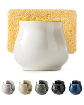 Zoeeker ceramic sponge holder on a white sink, compact and stylish for daily use.