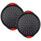 ZOEHROWS 13-inch pizza pan with holes for crispy crust and even baking.