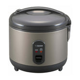 Zojirushi rice cooker metallic gray front view showing sleek finish and easy use