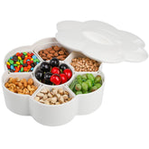 ZOOFOX divided serving dish with lid showing seven compartments for snacks