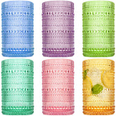 Zoofox vintage hobnail glasses with embossed texture, ideal for water and everyday beverages.
