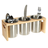 ZOOFOX silverware holder with wood base keeps utensils neatly organized