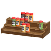 Zri Bamboo spice rack 3-tier wooden organizer in walnut finish for cabinet shelves.