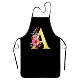 Zukmvuh floral monogrammed apron front view for women, stylish cooking protection