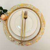 Zulaniu gold disposable placemats, round 13 inch, adds luxury shimmer to weddings.