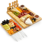 Zulay Charcuterie Board Large main display showing natural bamboo craftsmanship for elegant entertaining.