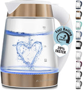 Zulay Kitchen fast boiling kettle with glass body for quick tea or coffee preparation