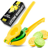Zulay Kitchen metal 2-in-1 lemon squeezer showing full juice extraction