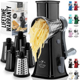 Zulay Kitchen rotary cheese grater with 5 blades for fast shredding