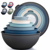 Zulay Kitchen Twilight Ombre mixing bowls with lids closed for fresh storage